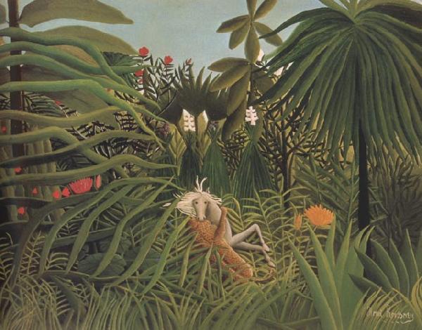 Henri Rousseau Fight Between a Jaguar and a Horse